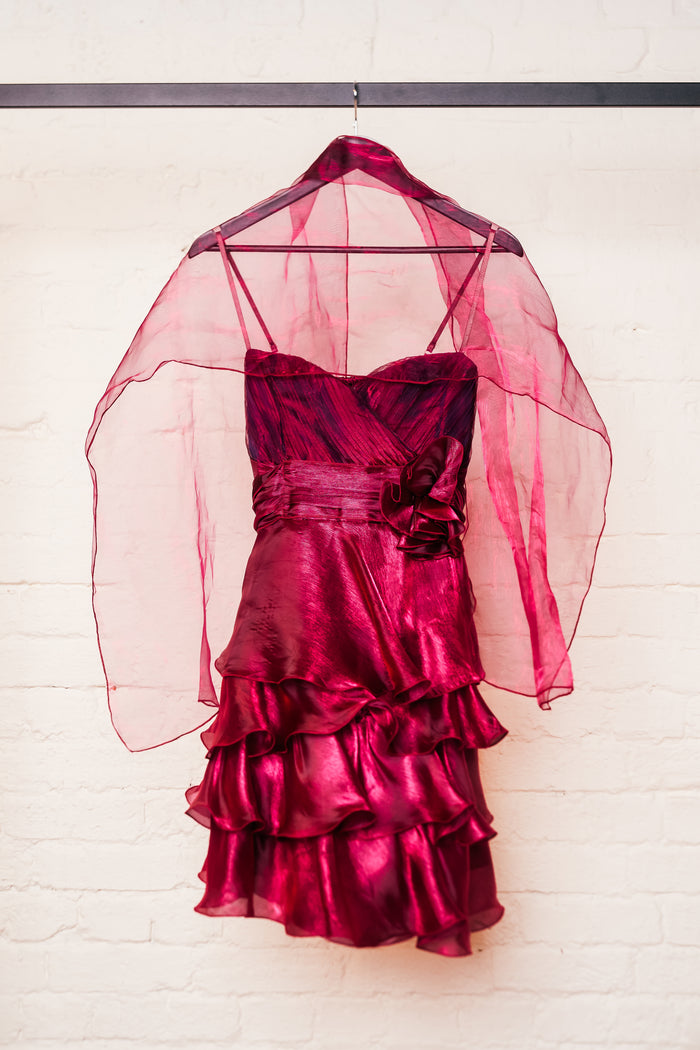 J & X Vintage Crimson Cocktail Dress with Sash image 1