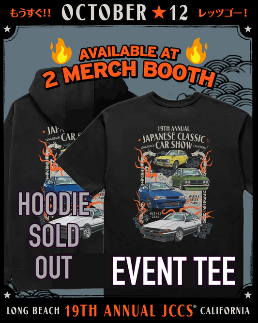 JCCS® 2024 Main Official Tee > Skyline R32, Corolla AE86, Mazda RX2, Honda Civic,