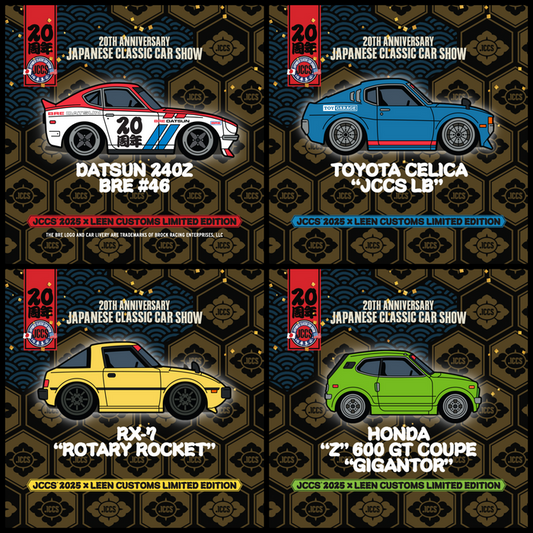 JCCS® 2025  x Leen Customs Exclusive Pins - 20th Anniversary, Celica, RX-7, Honda Z600 !!
