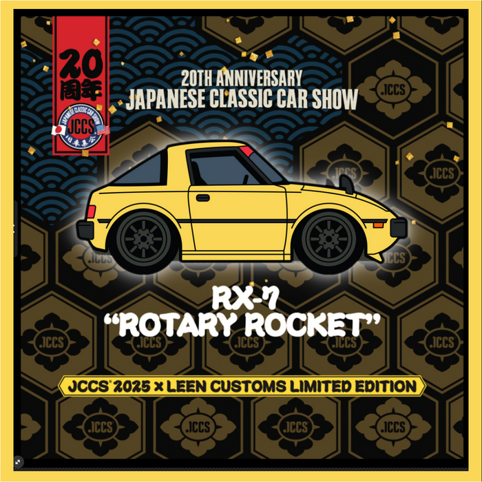 JCCS® 2025  x Leen Customs Exclusive Pins - 20th Anniversary, Celica, RX-7, Honda Z600 !!