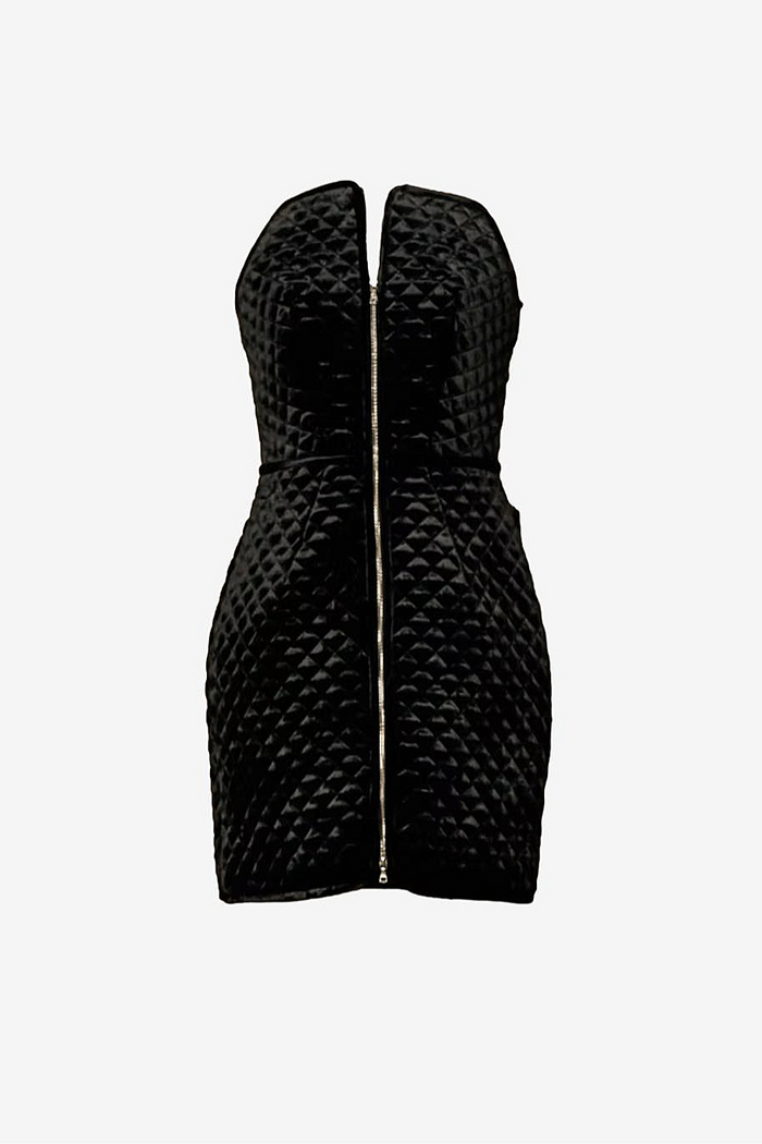 Josh Goot Black Velvet Quilted Mini Dress image 0