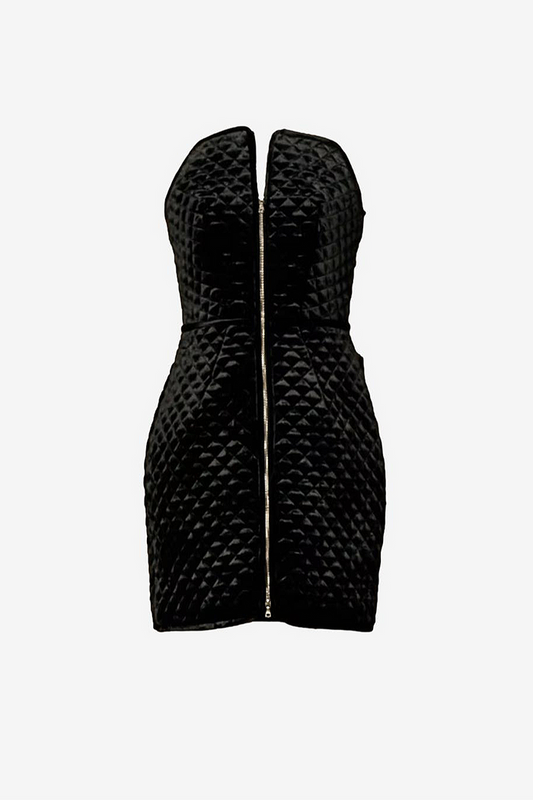 Josh Goot Black Velvet Quilted Mini Dress image 0