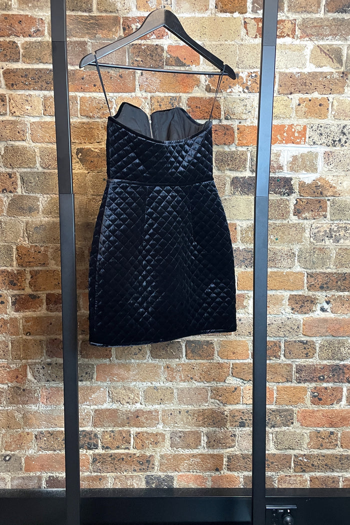 Josh Goot Black Velvet Quilted Mini Dress image 2