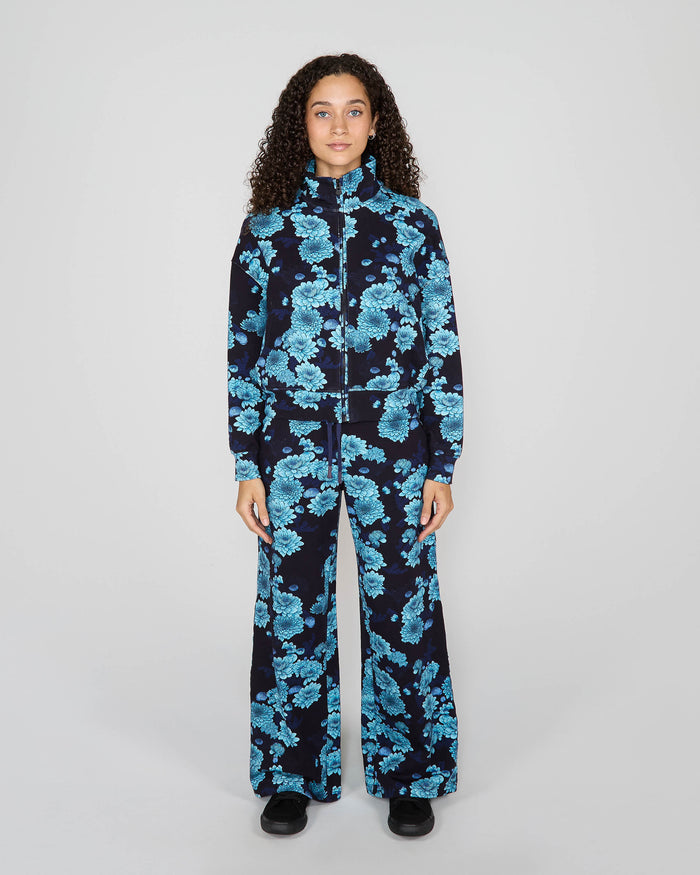 JUNE SERIOUS FLORAL BLACK JACKET - NAVY