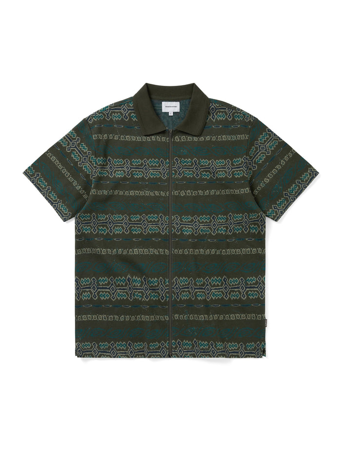 Jungle Jacquard Zip Up Top