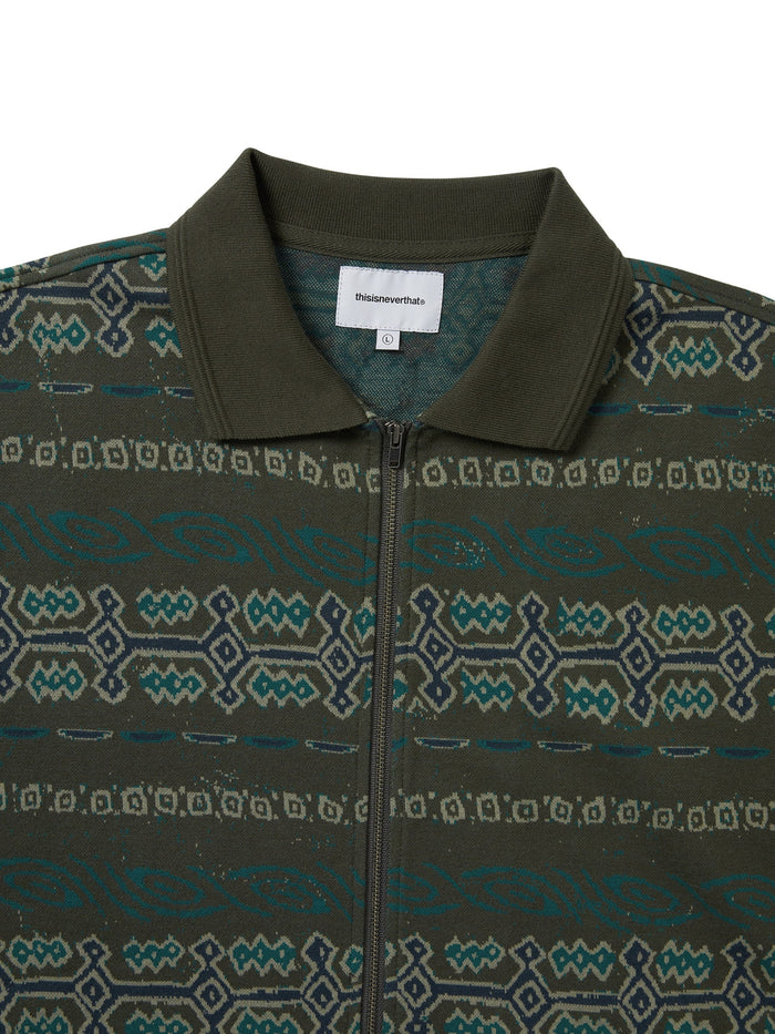 Jungle Jacquard Zip Up Top
