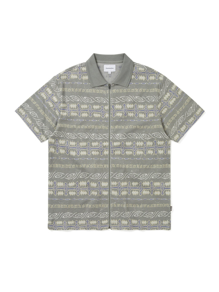 Jungle Jacquard Zip Up Top