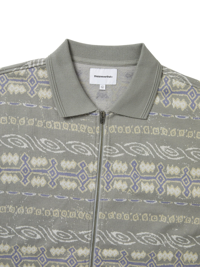 Jungle Jacquard Zip Up Top