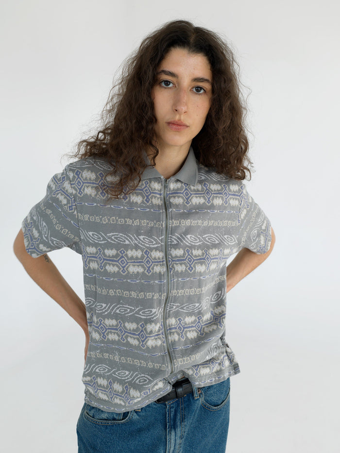 Jungle Jacquard Zip Up Top