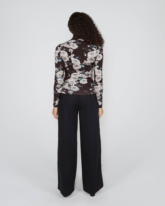 KATE SERIOUS FLORAL TURTLENECK - BLACK
