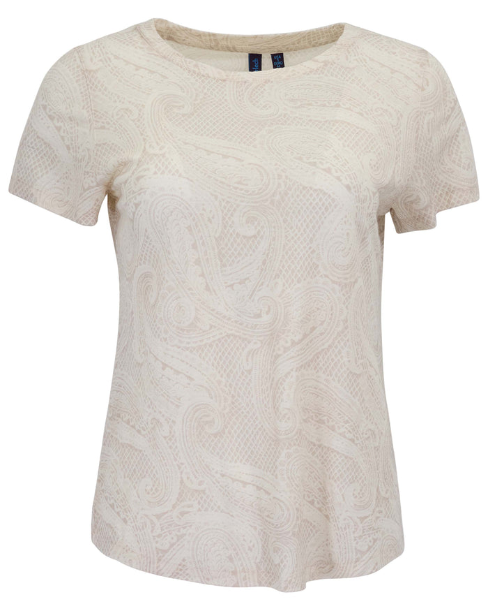 KATHERINE CROCHET IVORY WOMENS CAP SLEEVE TOP