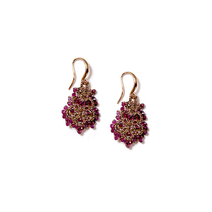 Lace Earrings: Donna in Garnet - The New York Public Library Shop