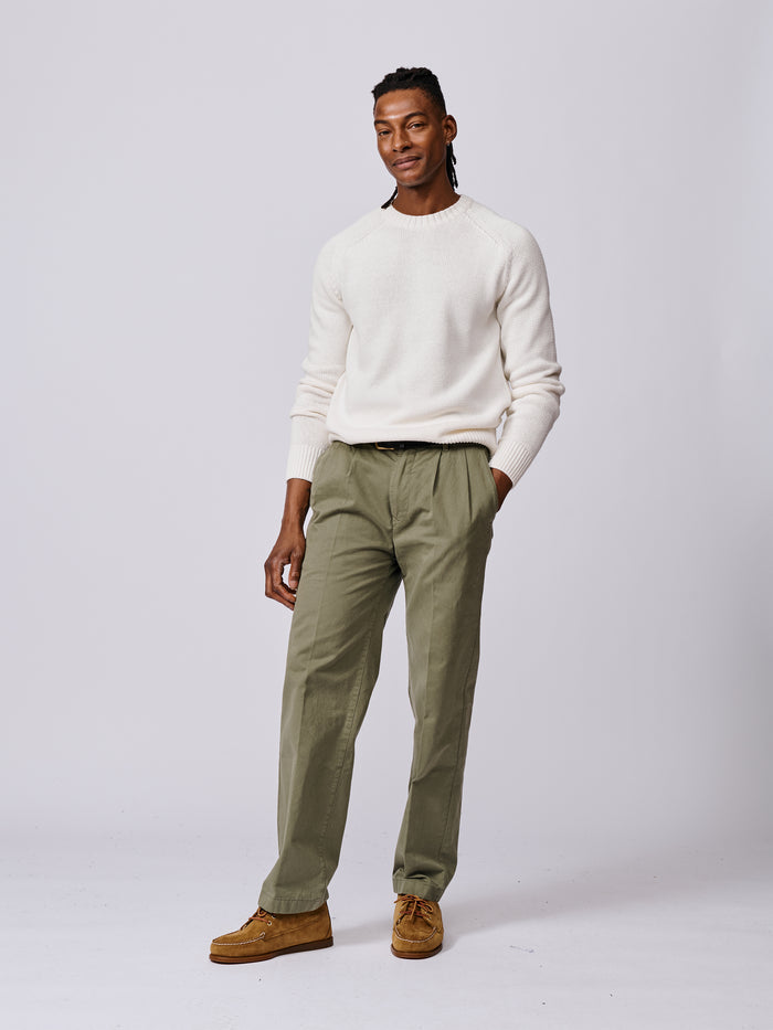 Aubin Ecru Lacey Cotton Linen Blend Crew Neck | Crew Neck