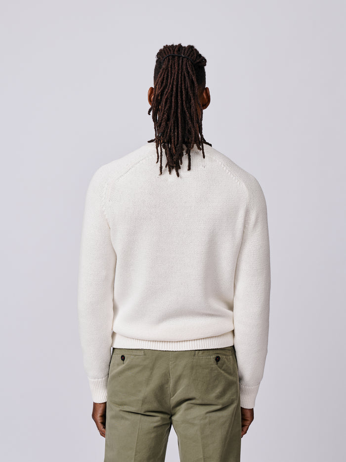 Aubin Ecru Lacey Cotton Linen Blend Crew Neck | Crew Neck