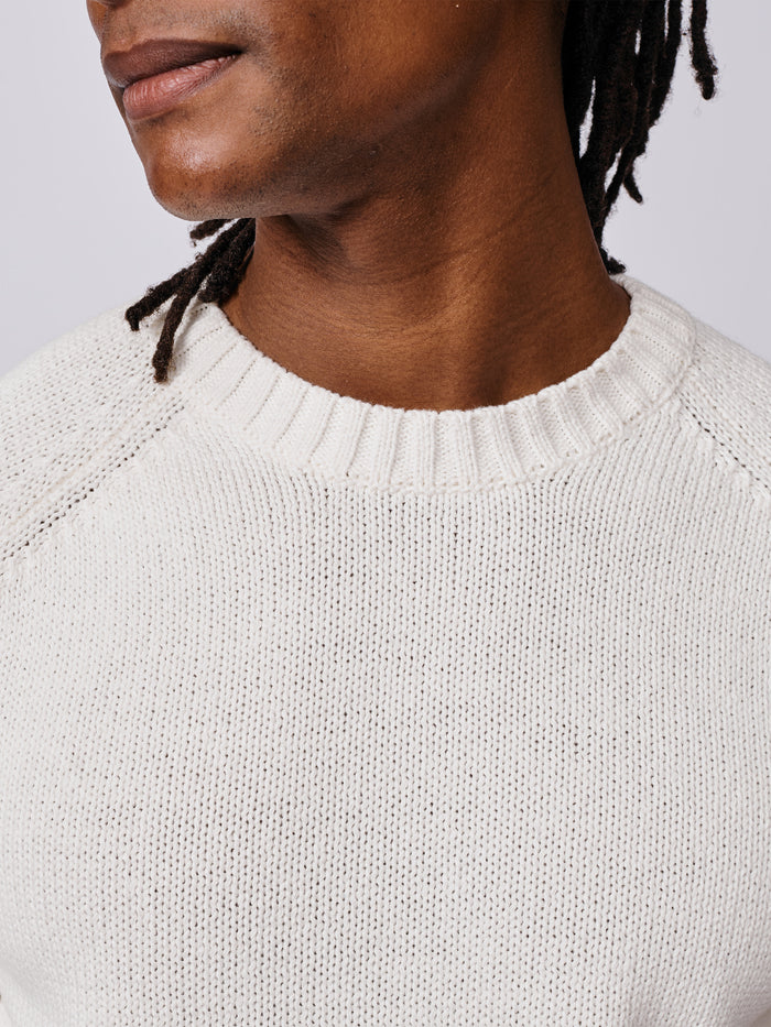 Aubin Ecru Lacey Cotton Linen Blend Crew Neck | Crew Neck