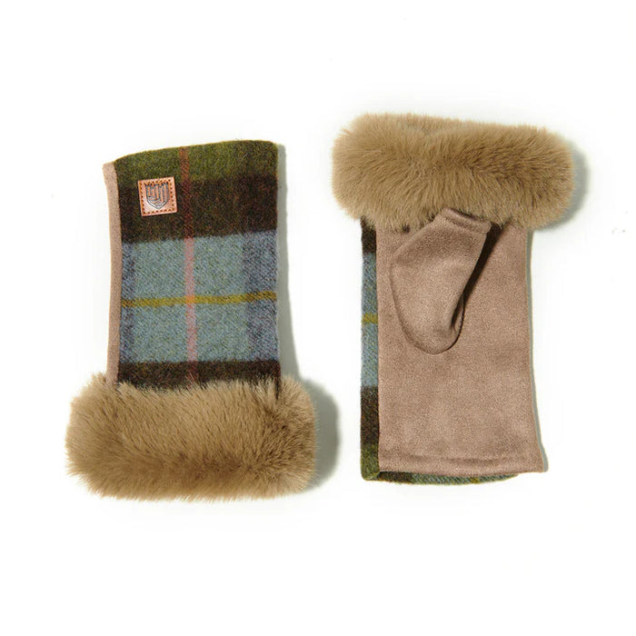Lambswool Mitten - Chestnut and Blue Tartan