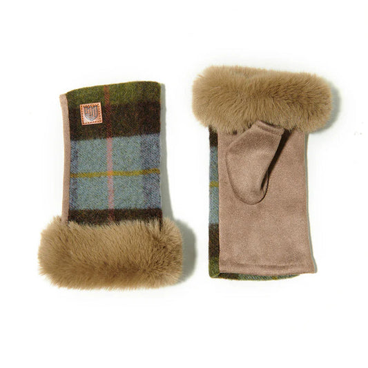 Lambswool Mitten - Chestnut and Blue Tartan