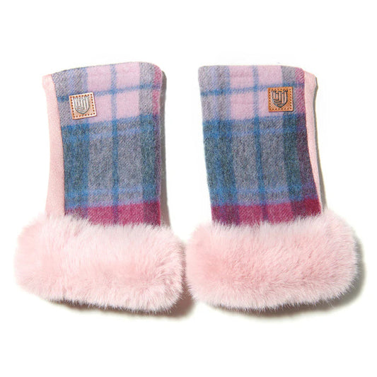 Lambswool Mitten - Pink and Blue Tartan