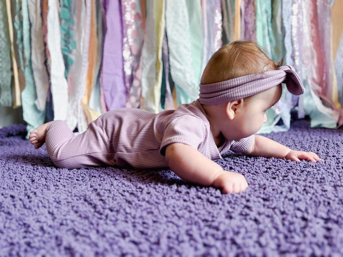 Baby Girl Lavender Ribbed Harem Romper