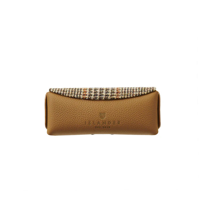Leather Glasses Case - Beige Dogtooth