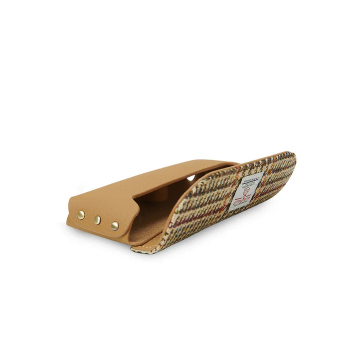 Leather Glasses Case - Beige Dogtooth