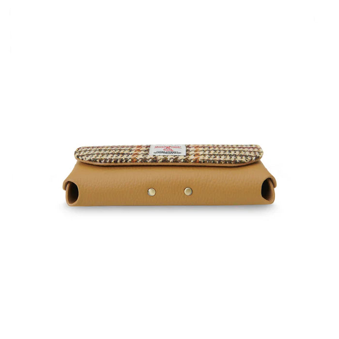 Leather Glasses Case - Beige Dogtooth