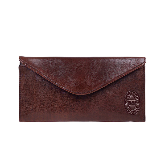 Leather NYPL Bookbinding Stamp Wallet in Brown