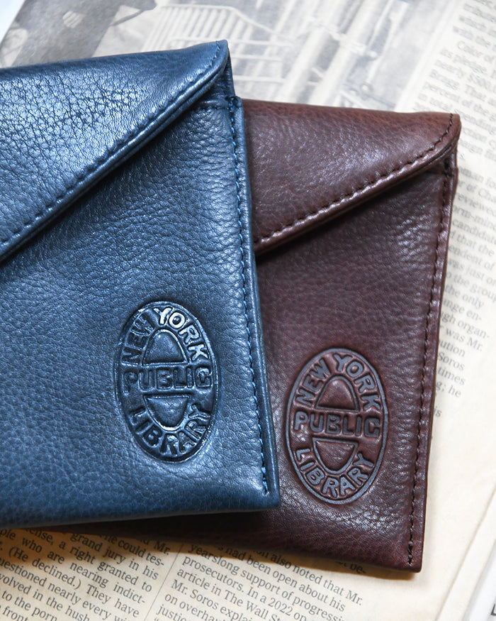 Leather NYPL Bookbinding Stamp Wallet in Brown