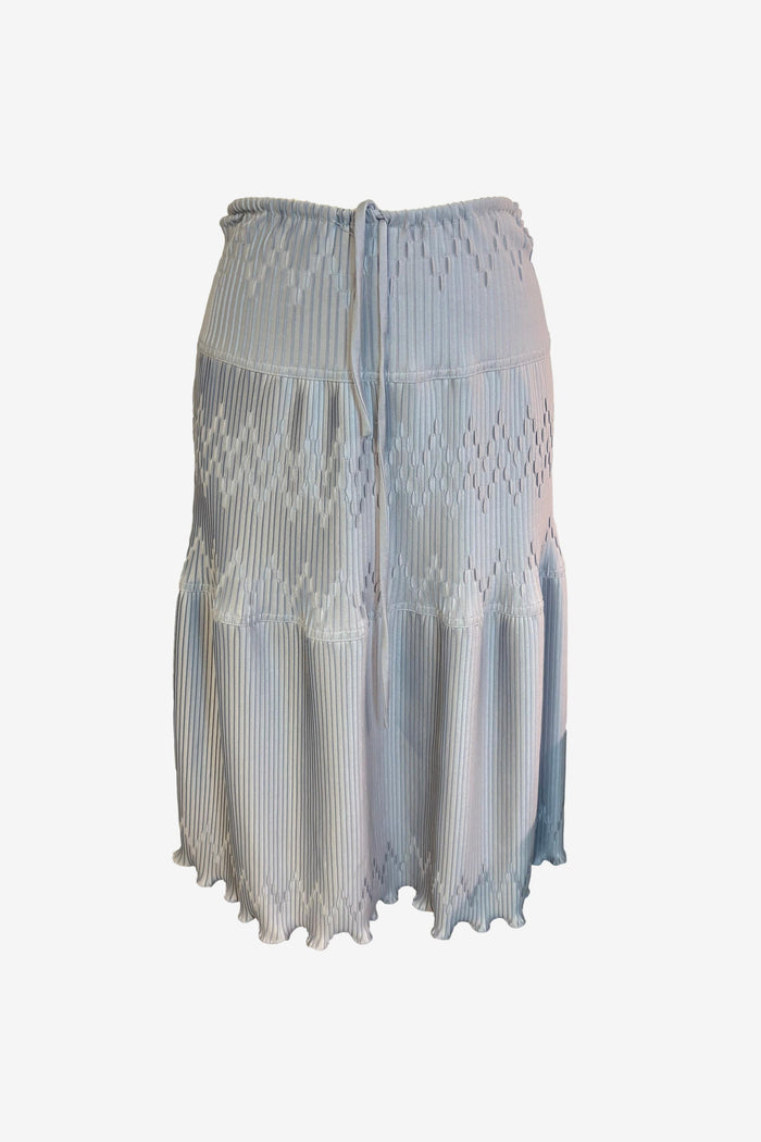 Light Blue Pleated Knit Midi Skirt