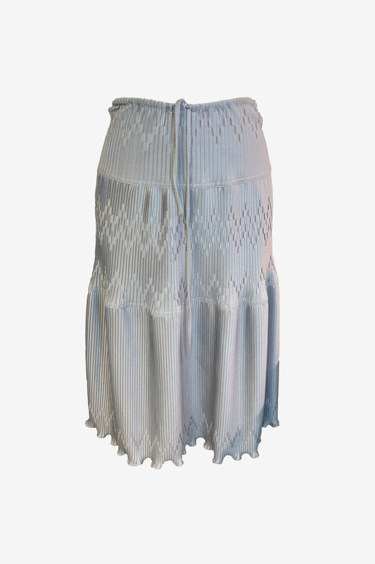 Light Blue Pleated Knit Midi Skirt