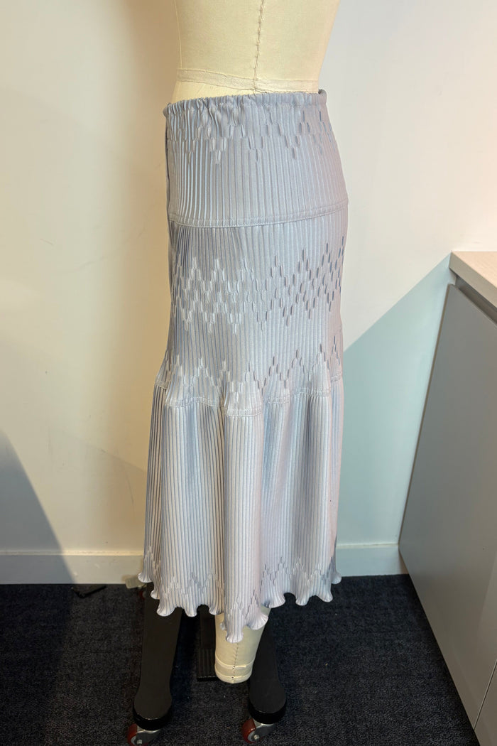 Light Blue Pleated Knit Midi Skirt