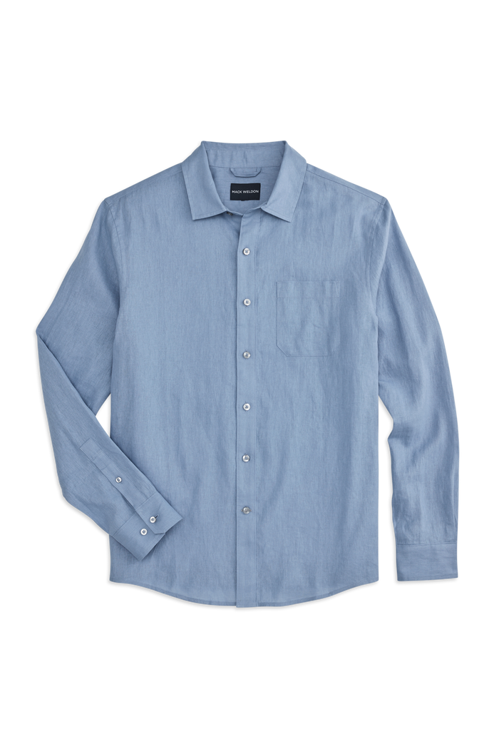 Front view of Linen Button Up in Desert Spring