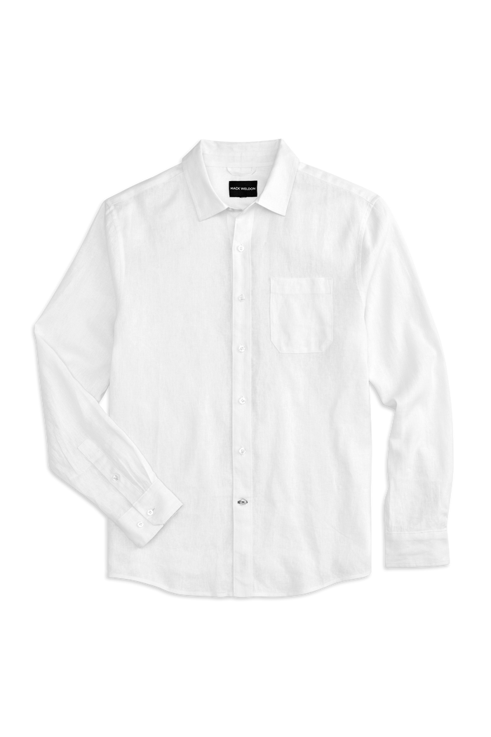 Front view of Linen Button Up in Bright White