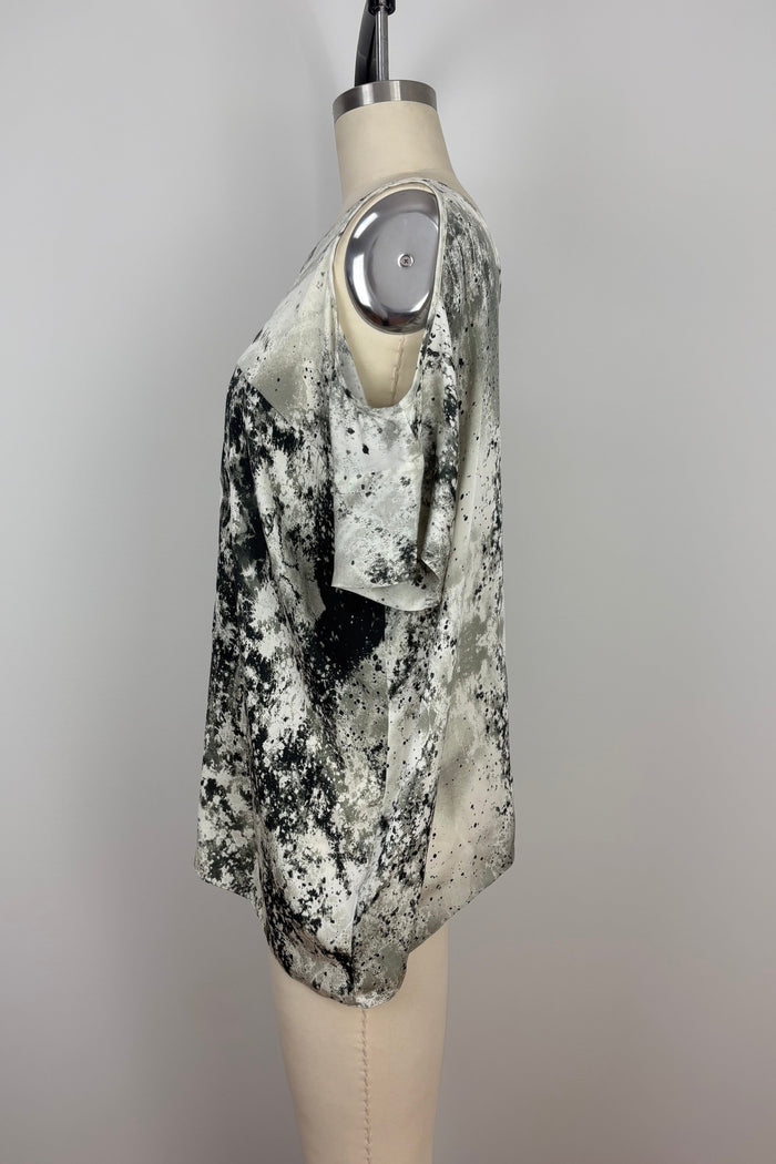 Lisa Ho Abstract Marble Print Silk Top