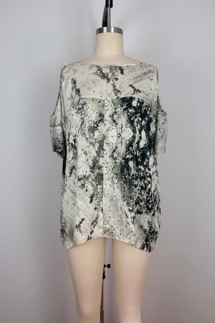 Lisa Ho Abstract Marble Print Silk Top