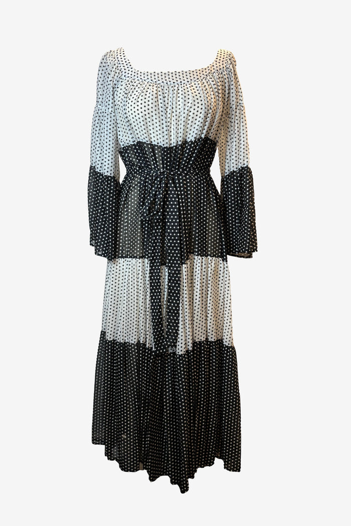 Lisa Marie Black And White Polka Dot Midi Dress image 0