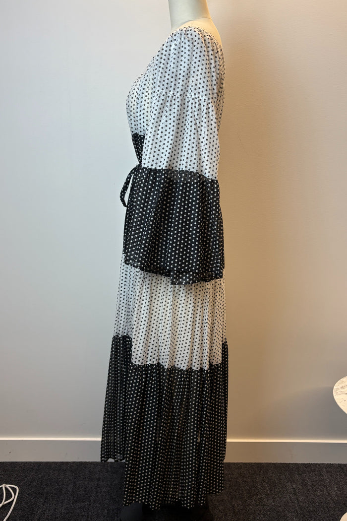 Lisa Marie Black And White Polka Dot Midi Dress image 1