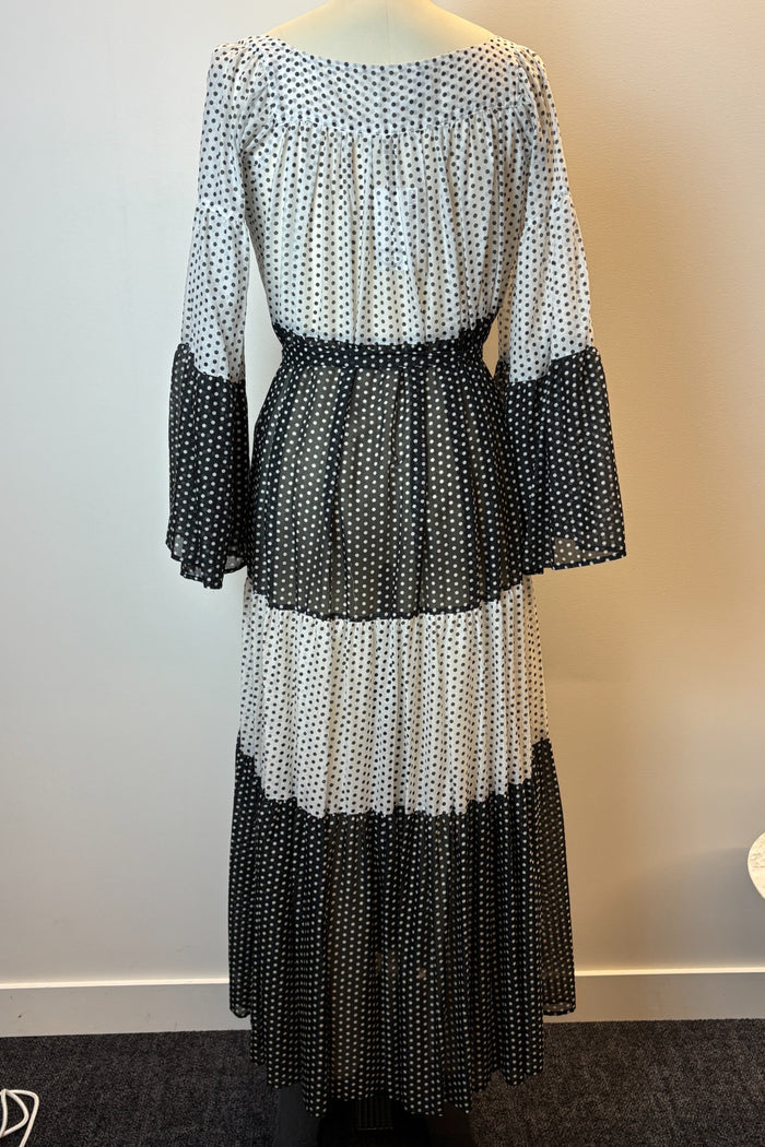 Lisa Marie Black And White Polka Dot Midi Dress image 2
