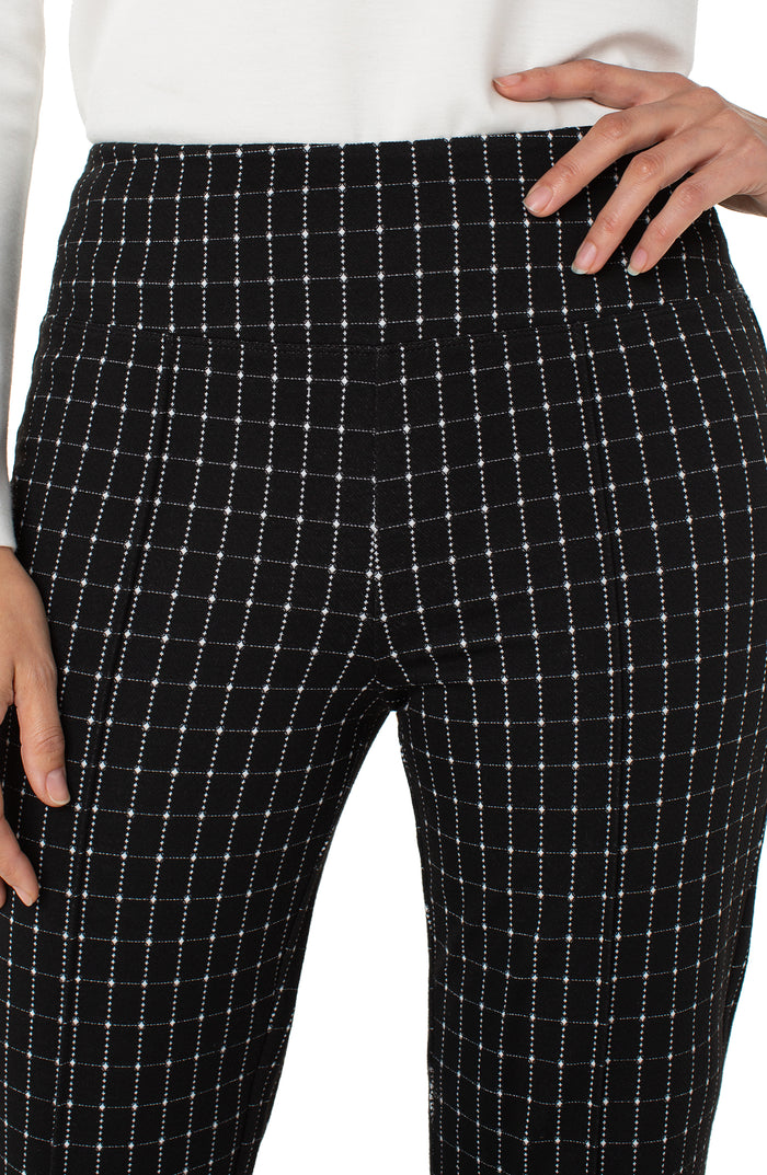 Liverpool Black White Windowpane Check Pearl Full Length Flare Pant