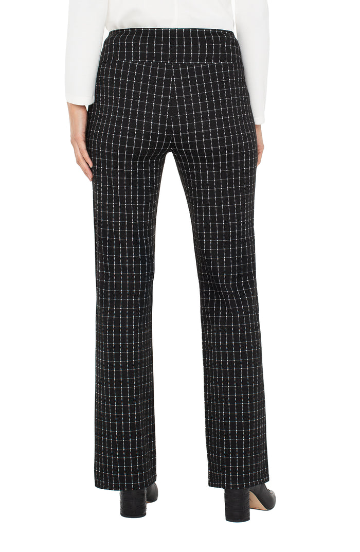 Liverpool Black White Windowpane Check Pearl Full Length Flare Pant