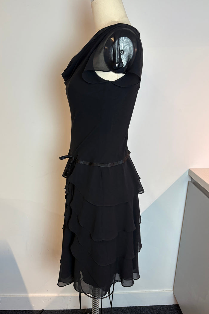 Liz Claiborne Ruffle Black Midi Dress