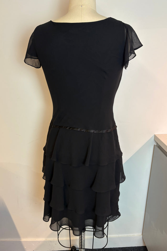 Liz Claiborne Ruffle Black Midi Dress