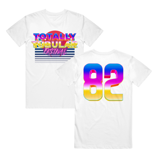 totally tubular festival Logo - White T-Shirt front and back