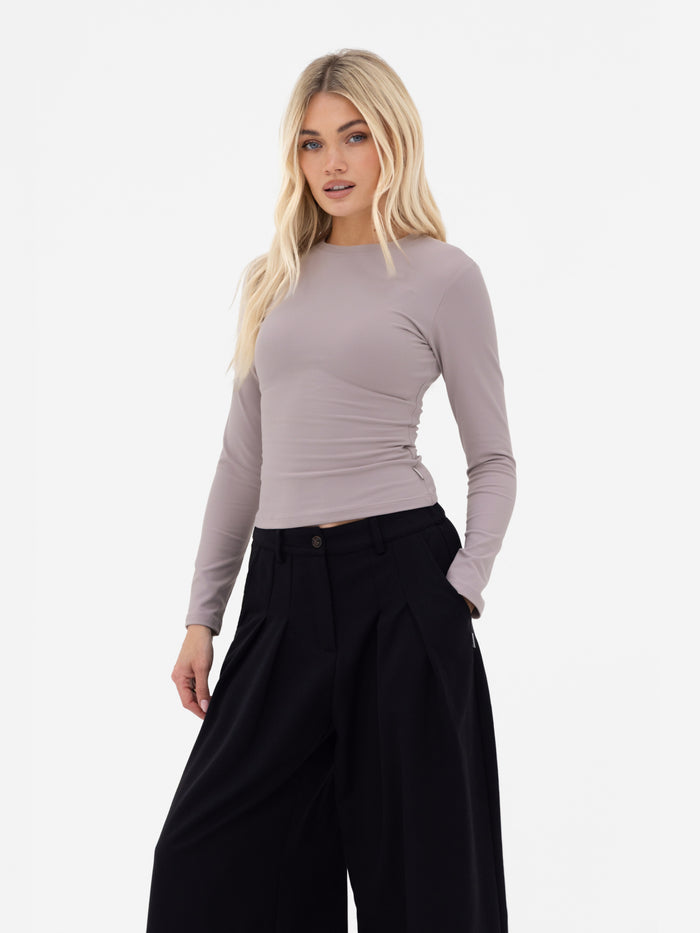 Lucia Long Sleeve Top - Pebble