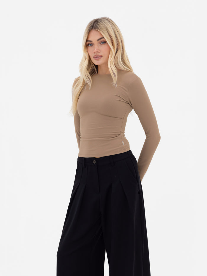 Lucia Long Sleeve Top - Tan