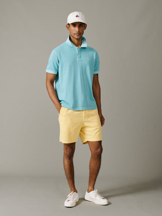 Aubin Washed Mint Lusby Pique Polo | Polo Shirts