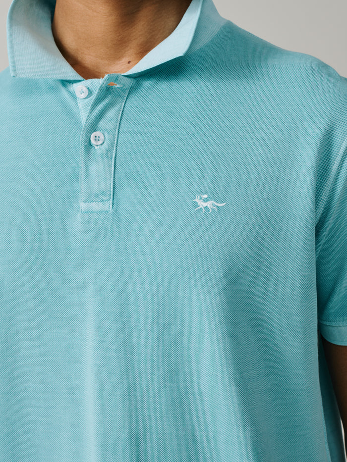Aubin Washed Mint Lusby Pique Polo | Polo Shirts