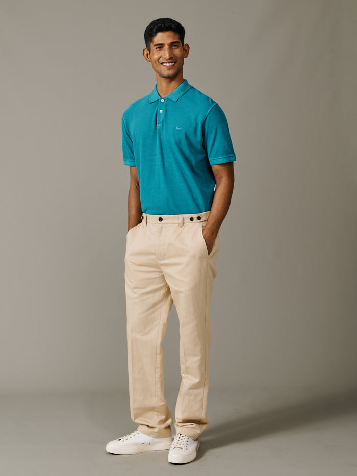 Aubin Washed Jade Lusby Pique Polo | Polo Shirts