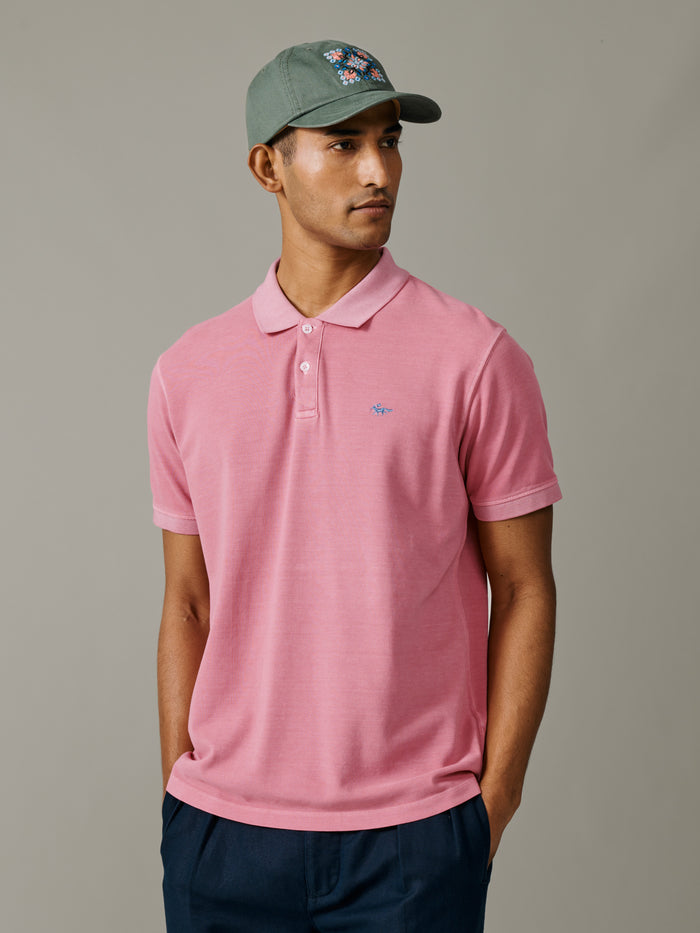 Aubin Washed Pink Lusby Pique Polo | Polo Shirts
