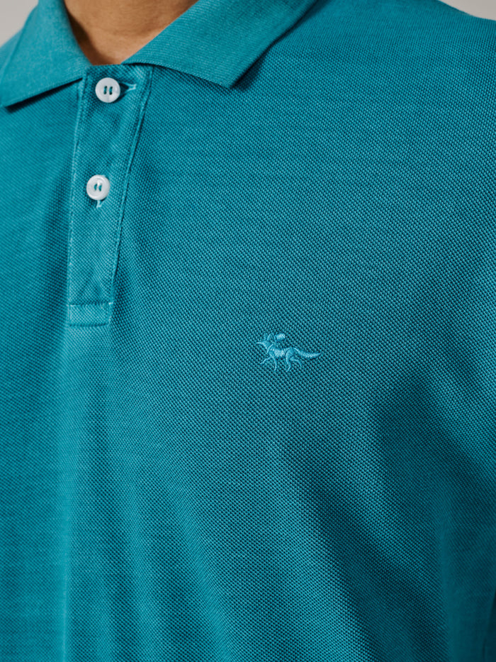 Aubin Washed Jade Lusby Pique Polo | Polo Shirts